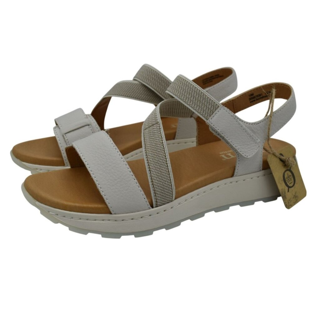 Born Womens Size 10 Mady White Combo Leather Strappy Open Toe Sandals Shoes‎